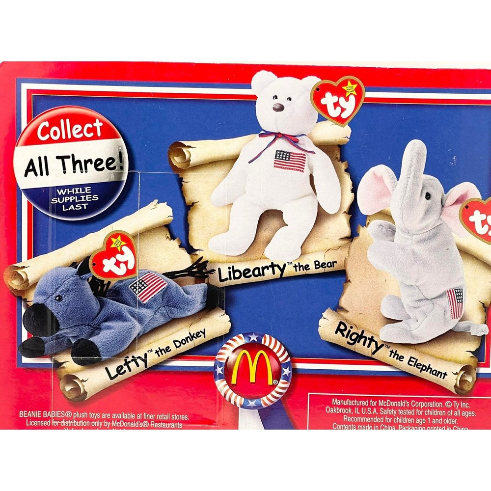 Ty Teenie Beanie Baby 2000 McDonalds American Trio Sealed‎